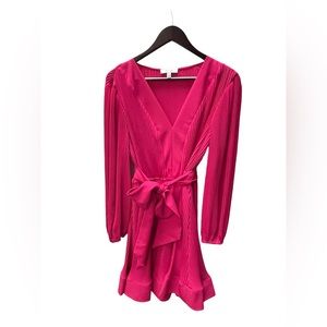 Milly Pink Pleated Dress with Belt, Size 10